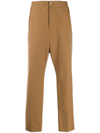 Gucci Web-stripe Cropped Cotton Serge-twill Trousers In Brown