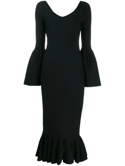 Stella Mccartney Flutted Sleeve Midi Dress - 黑色 In Black