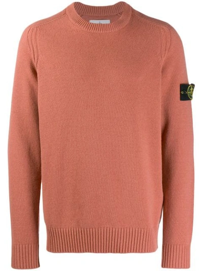 Stone Island Logo Patch Knitted Jumper In Pink