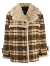 MIU MIU MIU MIU KARIERTE SHEARLING-JACKE - NUDE