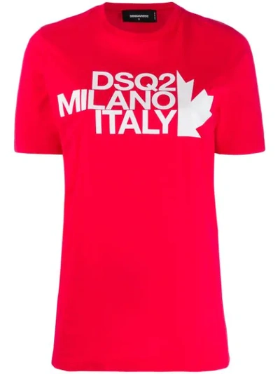 Dsquared2 Renny Fit Cotton Jersey T Shirt In Red