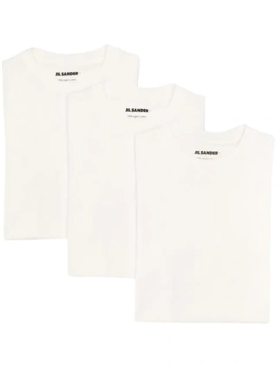 Jil Sander Set Of 3 Cotton T-shirts In Bianco