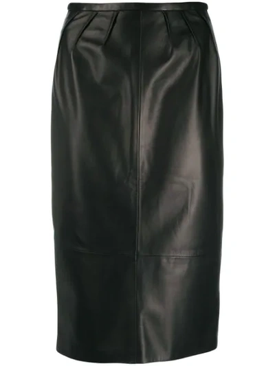 Rochas Lambskin Pencil Skirt In Black