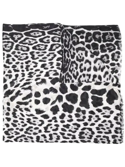 Saint Laurent Leopard-print Silk Scarf - 黑色 In Black