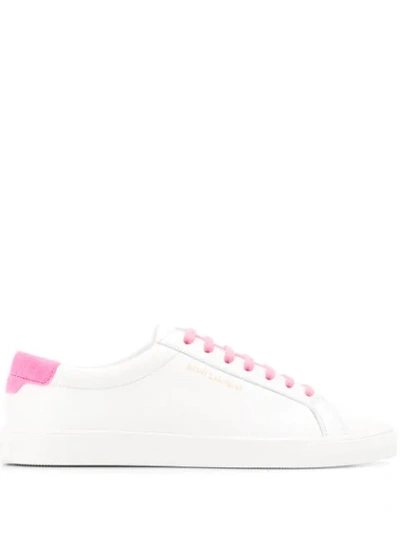 Saint Laurent White & Pink Andy Trainers In White,fuchsia
