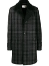 Saint Laurent Wool Coat Faux Fur Collar In Black