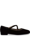 MIU MIU MIU MIU CROSS-OVER STRAP BALLERINAS - 黑色