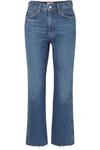 AGOLDE PINCH WAIST CROPPED ORGANIC HIGH-RISE FLARED JEANS