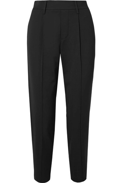 Vince Cropped Crepe Straight-leg Trousers In Black
