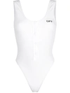 OFF-WHITE WHITE LOGO STAMP RIBBED BODYSUIT,OWDD013E19143091