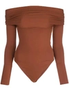 ALEXANDRE VAUTHIER FITTED OFF-THE-SHOULDER BODYSUIT CINNAMON,193BY1101 0191-1029