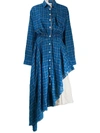 NATASHA ZINKO blue check asymmetric shirt dress
