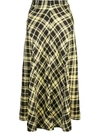 Proenza Schouler Yellow Women's Ruched Plaid Skirt