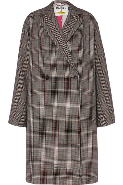 Stella Mccartney The Beatles Oversized Prince Of Wales Checked Wool Coat In Black