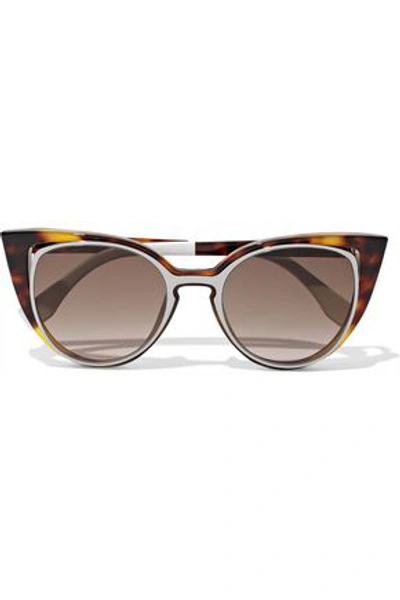 Fendi Woman Cat-eye Cutout Acetate Sunglasses Brown