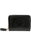 ANYA HINDMARCH ANYA HINDMARCH WOMAN WINK PERFORATED CRINKLED PATENT-LEATHER WALLET BLACK,3074457345620417131