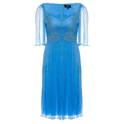 Nissa Silk & Chantilly Lace Dress With Sleeves