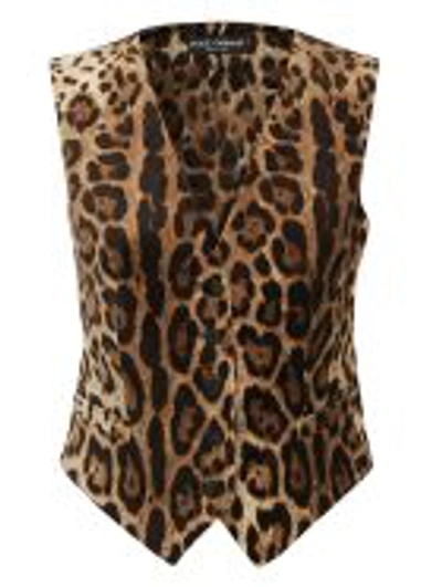 Dolce & Gabbana Leopard-print Wool-blend Vest In Multicolor