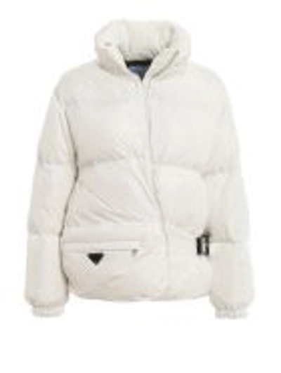 Prada Quilted Nylon Over Puffer Jacket In White