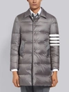 Thom Browne 4-bar Matte Nylon Bal Collar Overcoat In Blue