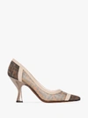 FENDI FENDI TOBACCO-BROWN COLIBRI 105 LOGO-PRINT LEATHER PUMPS,8I6804AK1114020411