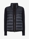 MONCLER MONCLER WOMENS BLUE KNITTED SLEEVE QUILTED GILET JACKET,9455700A901814011735