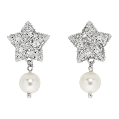 Miu Miu Silver-plated, Crystal And Faux Pearl Earrings In F0qcd Crea