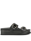 3.1 Phillip Lim Black Freida Double Buckle Platform Sandals In Black