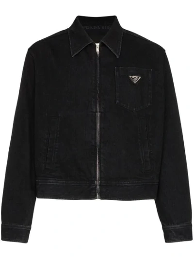 Prada Zip-up Denim Jacket - 黑色 In Black