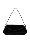 By Far Uma Crushed Velvet Handbag In Black