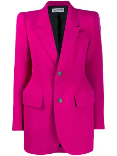 Balenciaga Hourglass Stretch-wool Blazer In Pink