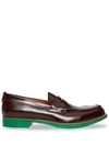 BURBERRY D-RING DETAIL CONTRAST SOLE LEATHER LOAFERS