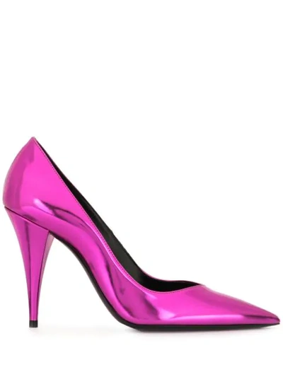 Saint Laurent Mirror-look Leather Kiki Pumps - 紫色 In Fuxia