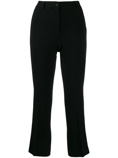 Alberto Biani Cropped Crepe Trousers In Black