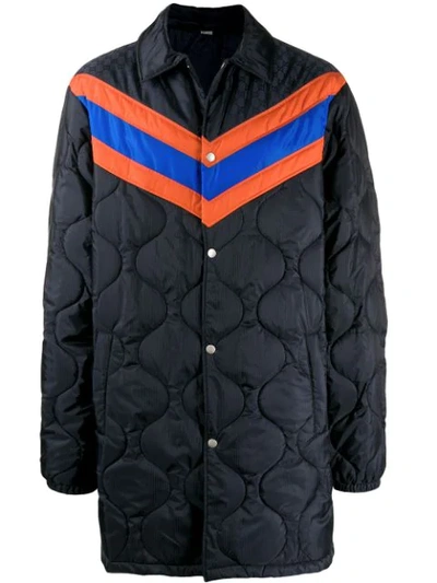 Gucci Chevron-striped Quilted Jacket In Blue