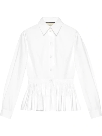 Gucci Button-front Peplum Blouse In White