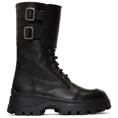 Miu Miu Military Buckle Boots - 黑色 In Black