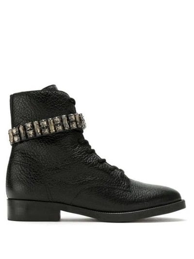 Schutz Crystal Embellished Boots In Black(enfeite)