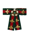 GUCCI GUCCI GREEN AND RED WEB RIBBON BROOCH - 绿色