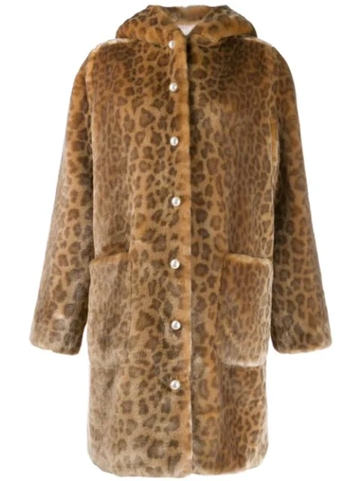 Shrimps Gloria Leopard-print Faux-fur Hooded Coat In Natural Leopard