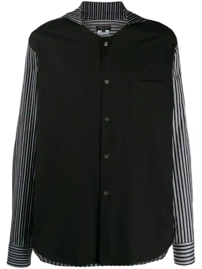 Comme Des Garçons Homme Deux Striped Panelled Shirt In Black