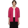 ISSEY MIYAKE HOMME PLISSE ISSEY MIYAKE PINK PLEATED OPEN FRONT CARDIGAN
