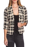 VINCE CAMUTO HIGHLAND PLAID RUCHED SLEEVE BLAZER,9159504