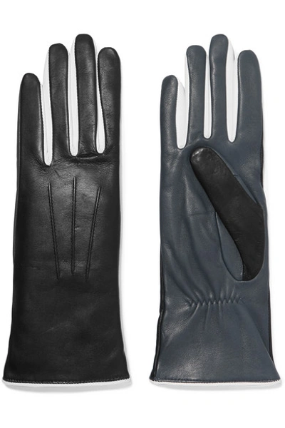 Isabel Marant Bocker Colour-block Leather Gloves In Black