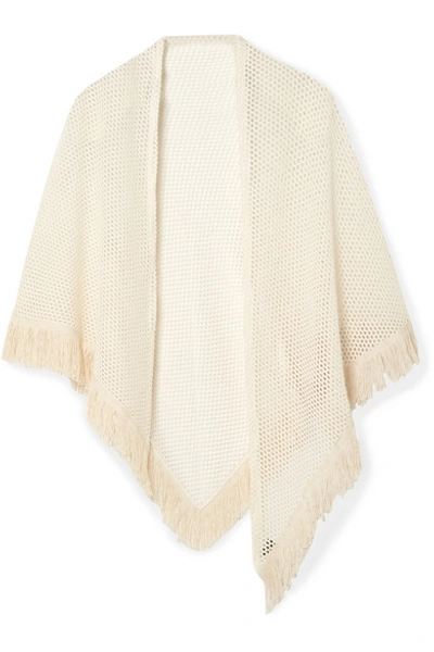 Albus Lumen Safi Fringed Crocheted Cotton-blend Wrap In Cream