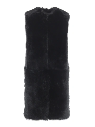 Givenchy Shearling Sleeveless Coat In Black