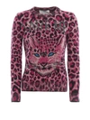 Alberta Ferretti Leo Pattern Wool Jacquard Sweater In Fuchsia