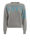 ALBERTA FERRETTI SAVE ME GREY CASHMERE INTARSIA SWEATER