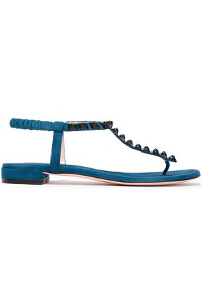 Stuart Weitzman Woman Studded Suede Sandals Light Blue