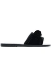 ANCIENT GREEK SANDALS ANCIENT GREEK SANDALS WOMAN TAYGETE BOW-EMBELLISHED VELVET SLIDES BLACK,3074457345620748318